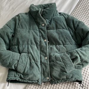 Hollister Corduroy Puffer Jacket Coat Winter Women’s Size Medium Zip Up